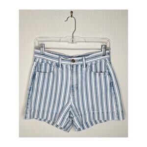 AMERICAN EAGLE Blue & White Striped Mom Shorts Size 4